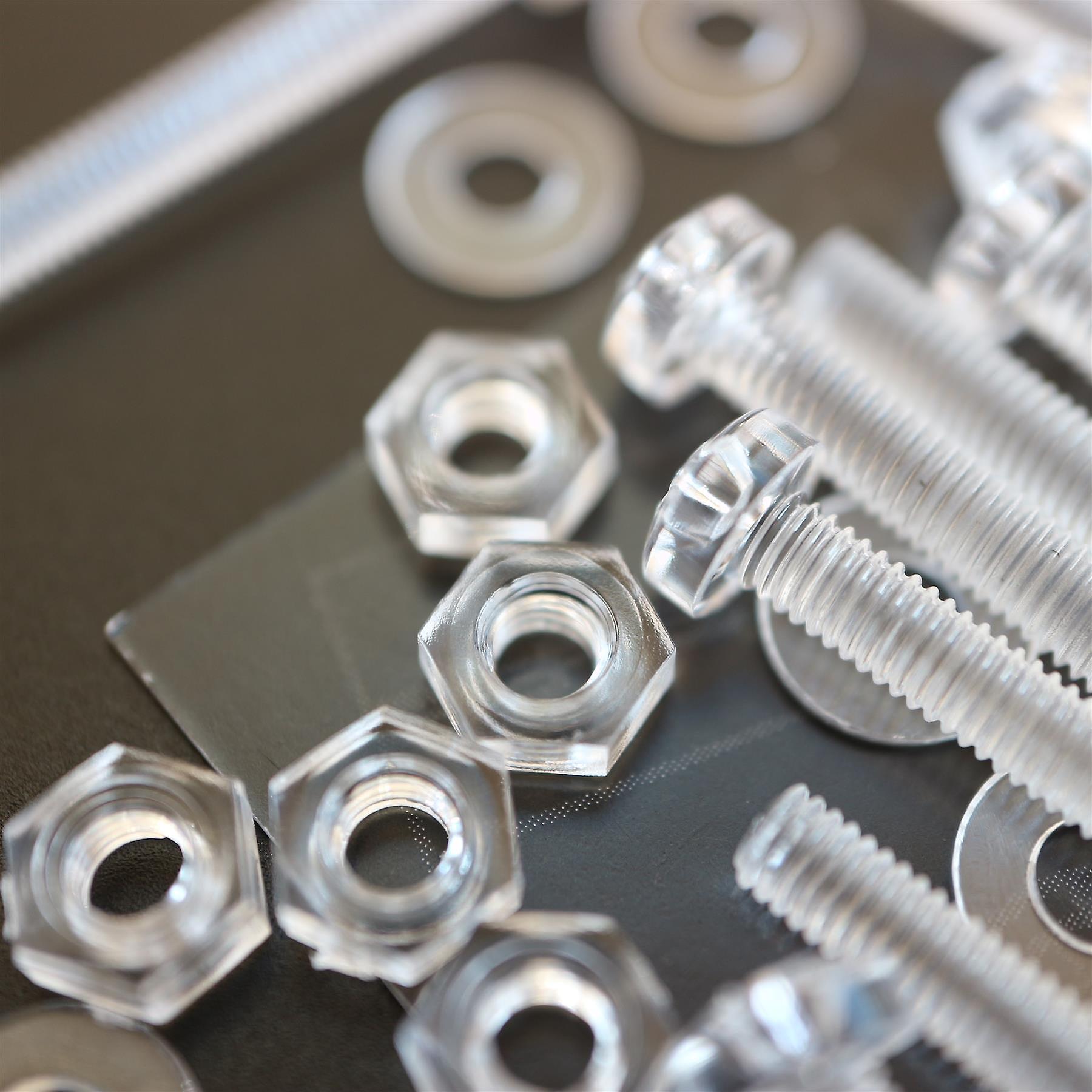 60x Clear Acrylic， Pan Head， M3 x 25mm， Plastic Bolts， Nuts and Washers - Screws