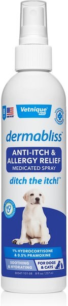 Vetnique Labs Dermabliss Hydrocortisone Anti-Itch and Allergy Relief Soothing and Hydrating Medicated Dog and Cat Spray