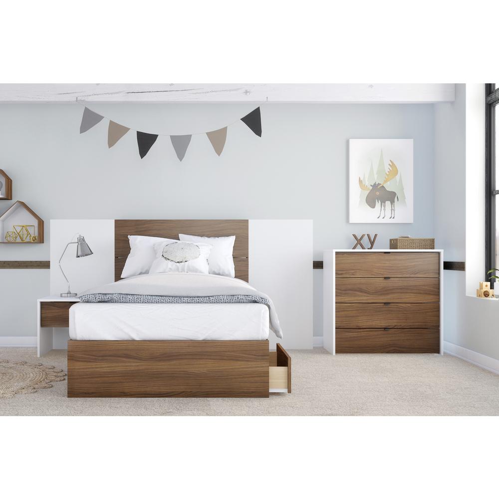 Nexera Modern 4 Drawer Chest in White & Walnut