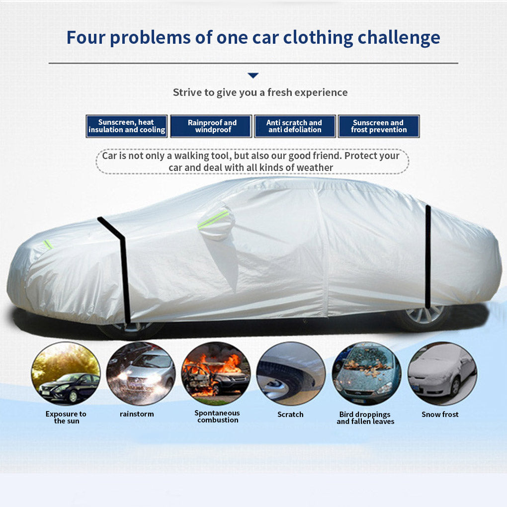 Car Cover Waterproof All Weather，Waterproof Taffeta+Silver Coating Sedans Up To 188.9 Inches