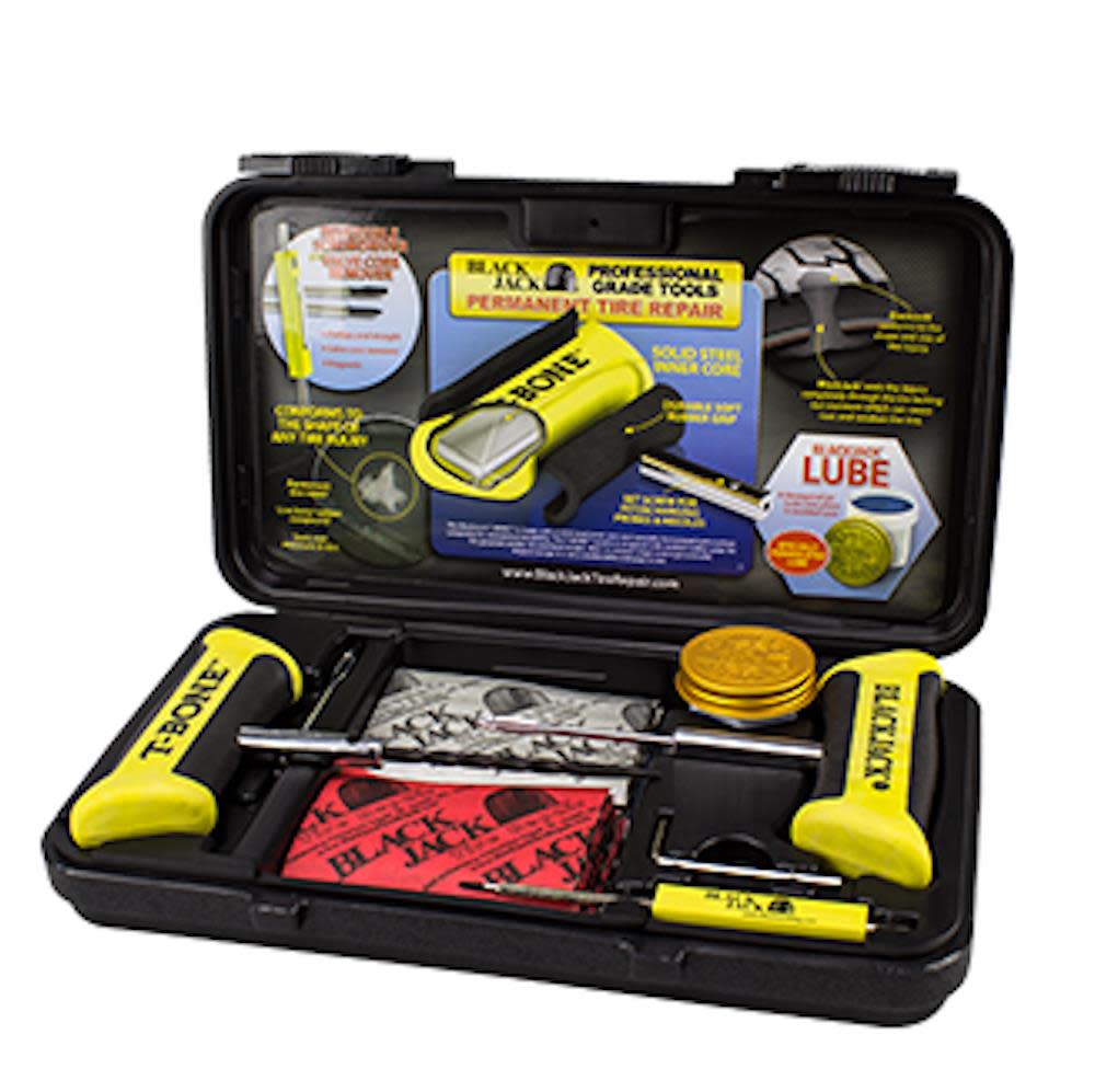 Tire Repair Kit with T-Bone Handles and Screwdriver