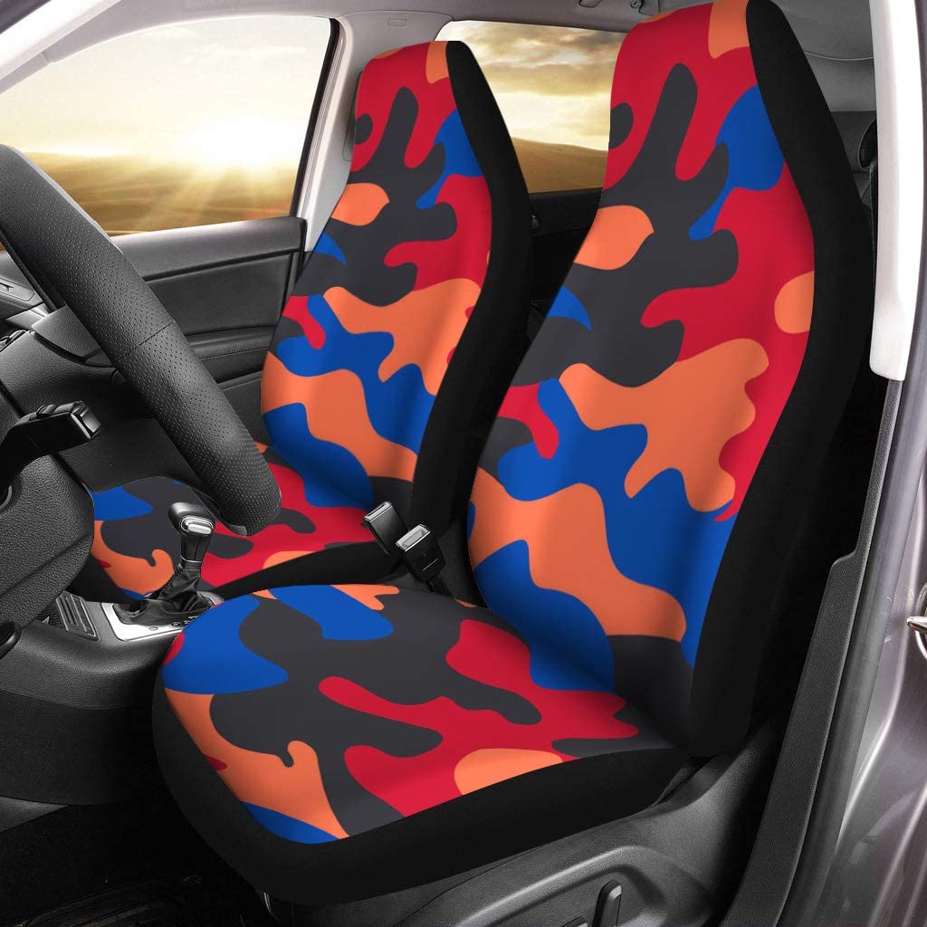 ZHANZZK Set of 2 Car Seat Covers Camouflage Clothing Print Repeatable Camo Glamour Universal Auto Front Seats Protector Fits for Car，SUV Sedan，Truck