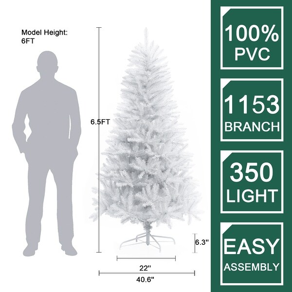 6.5Ft PreLit Artificial White Full Christmas Tree