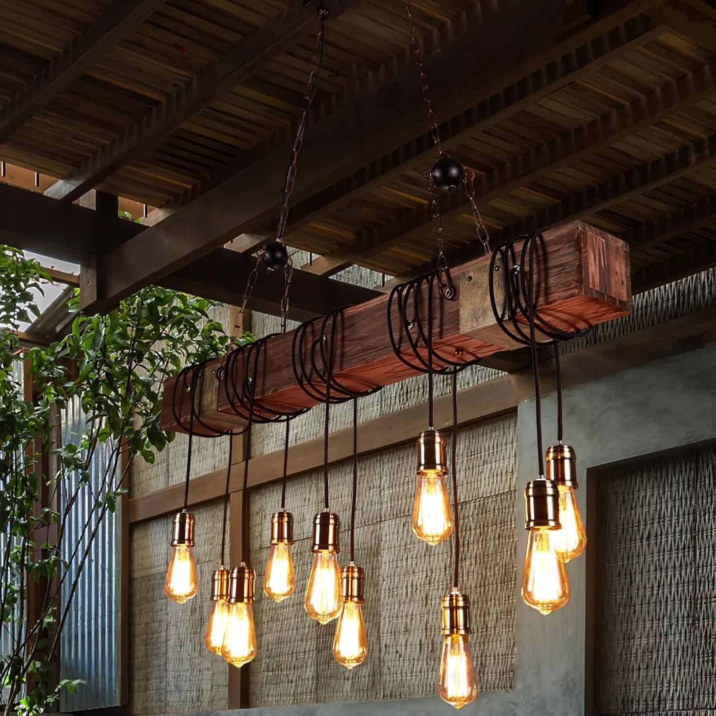 Wood Hanging Multi Chandelier