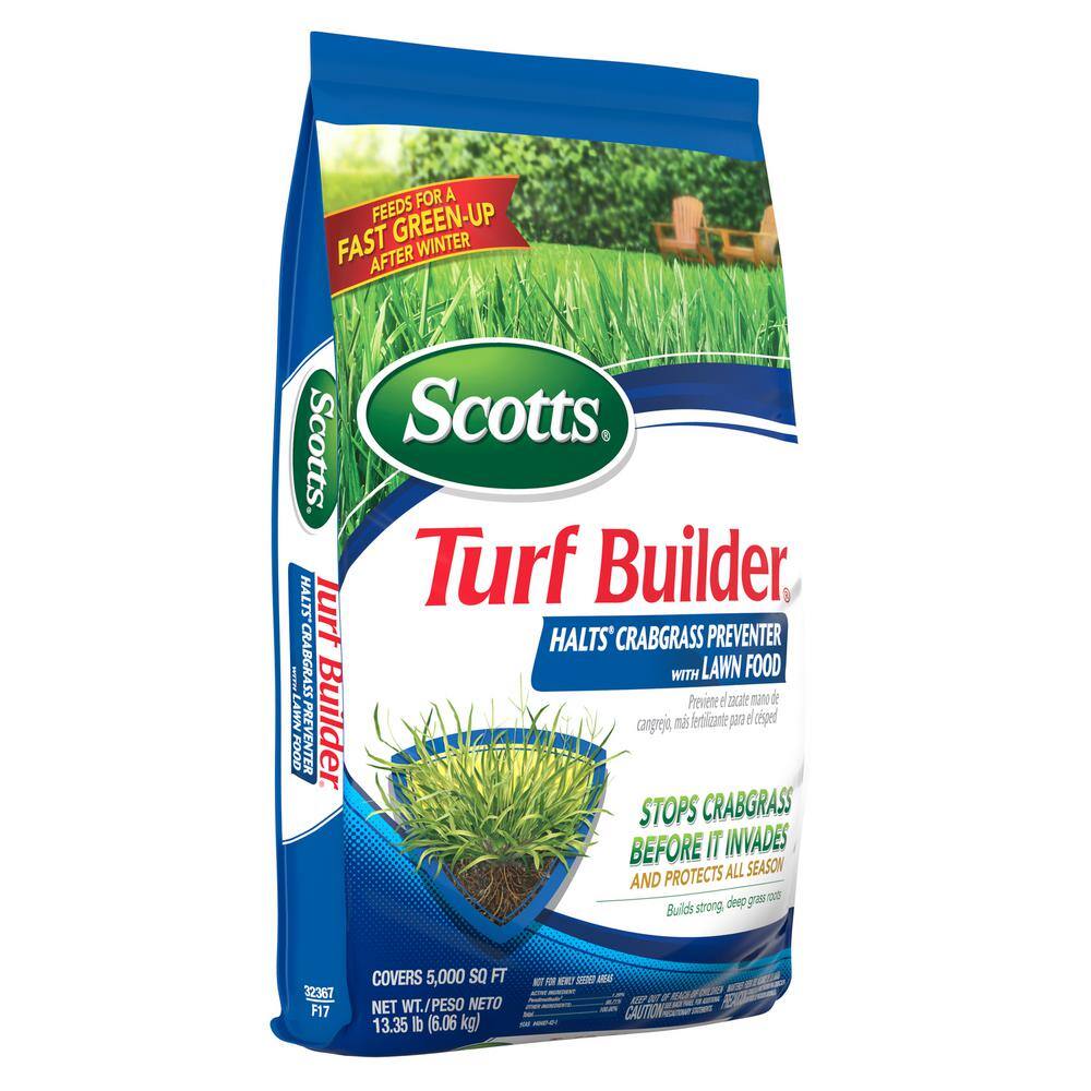 Scotts Turf Builder 13.35 lbs. 5000 sq. ft. Halts Crabgrass Preventer with Lawn Fertilizer (2-Pack) VB02154