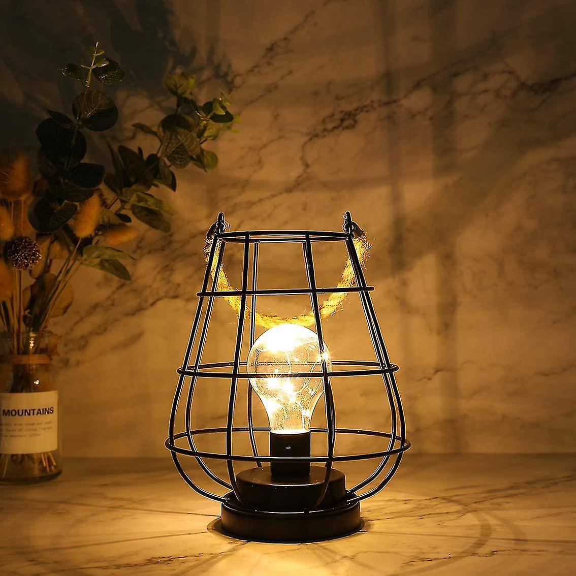 Battery Operated Bedside Table Lamp 22cm High Cordless Battery Hanging Lamp With Led Edison Bulb For Balcony Home Patio Bedroom Weddings Indoor Outdoo