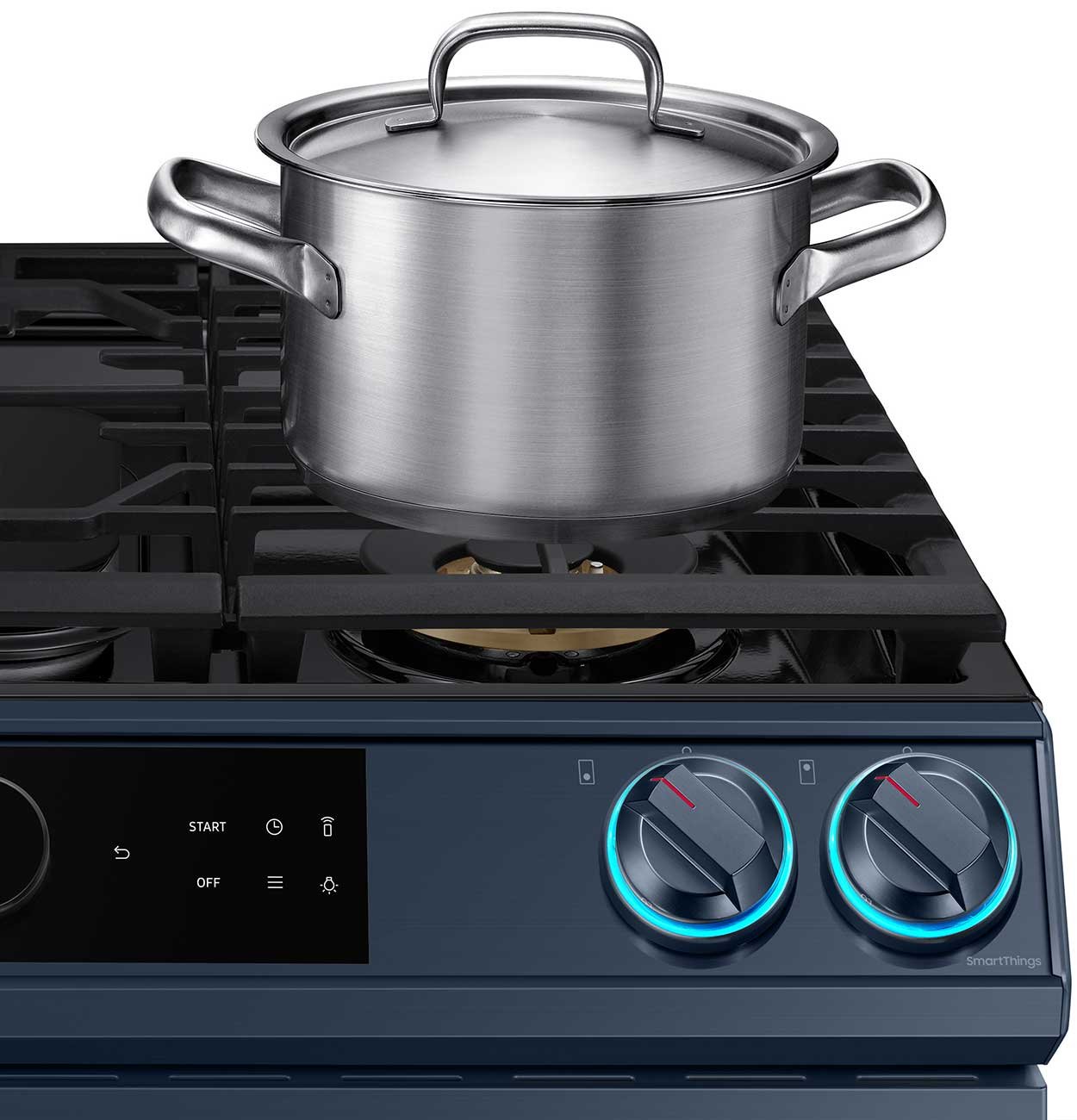  ADA 6 Cu. Ft. Fingerprint Resistant Navy Steel BESPOKE Front Control Slide-In Gas Range With Smart Dial and Air Fry