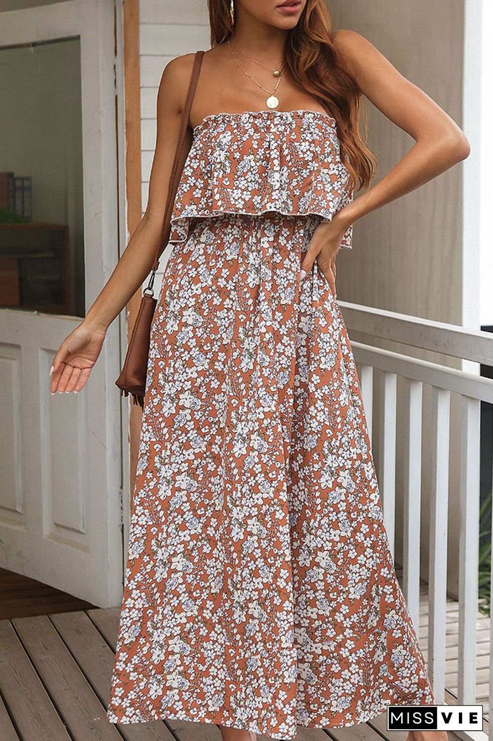 Floral Off-shoulder Long Dress Wholesale