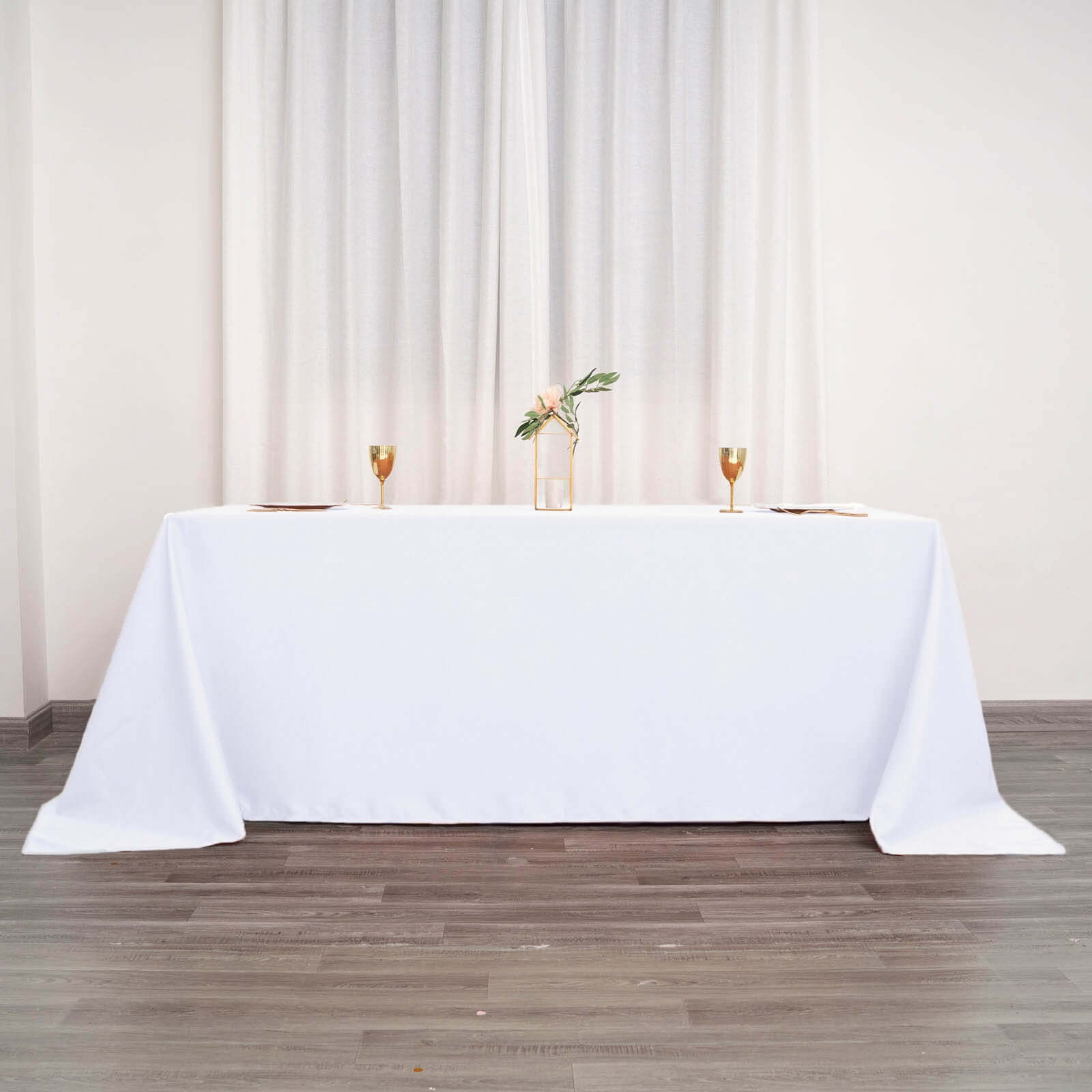 White Seamless Polyester Rectangular Tablecloth 90