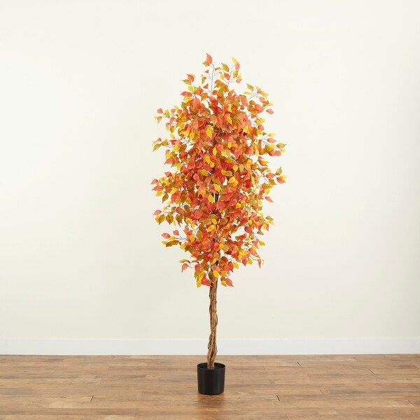 7' Autumn Ficus Artificial Fall Tree