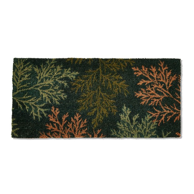 Warm Wishes Fern Estate Coir Mat Rectangle Indoor And Outdoor Coir Door Welcome Mat Green