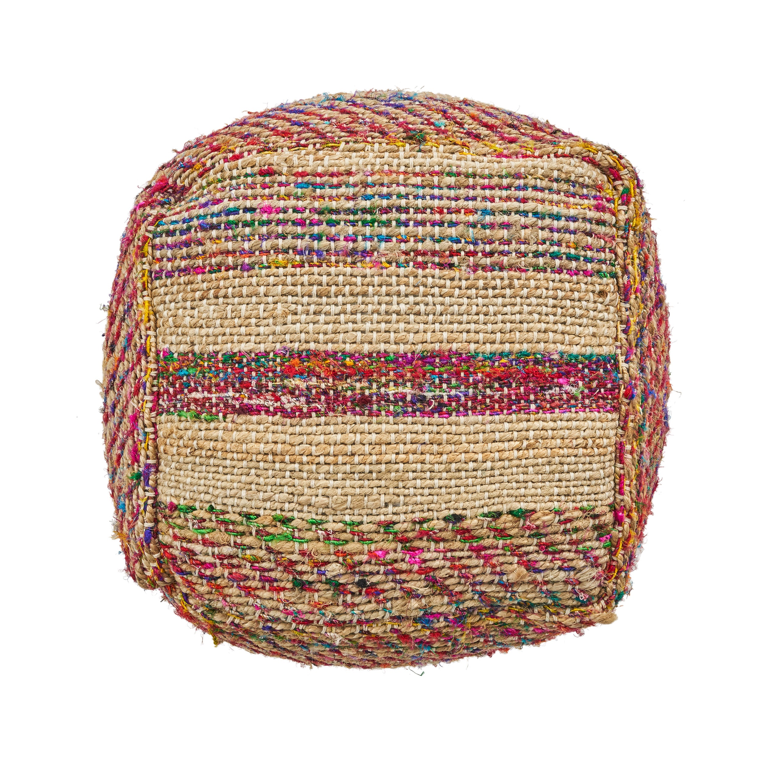 Sofija Boho Hemp Silk and Cotton Ottoman Pouf