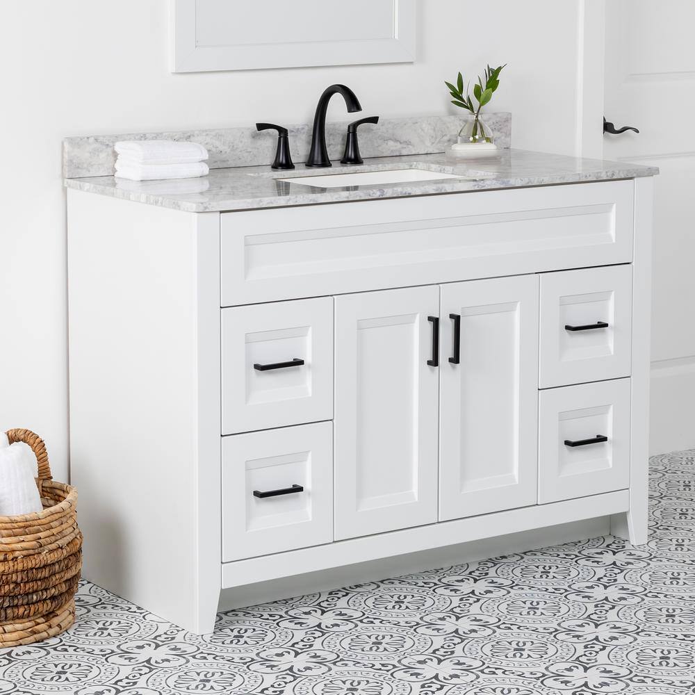 Home Decorators Collection Ridge 48 in. W x 21.6 in. D x 34 in. H Bath Vanity Cabinet without Top in White RG48-WH