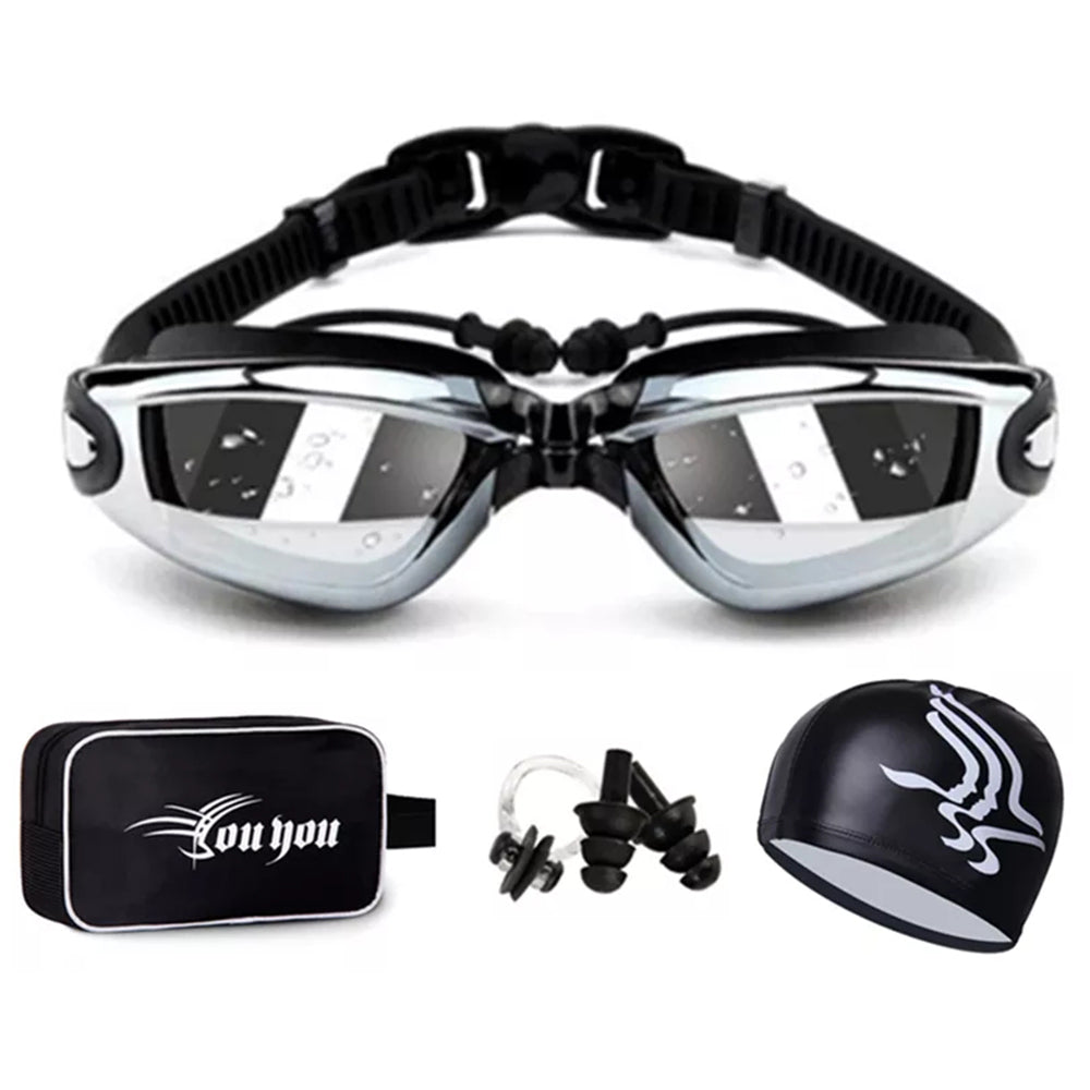 Swimming Goggles SWTROOM Swim Cap with Protection Case Nose Clip Ear Plugs for Adult Men Women