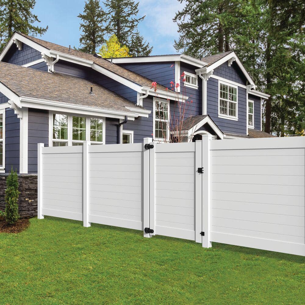 Barrette Outdoor Living Horizontal Fence 6 ft. x 6 ft. Vinyl Privacy Panel Kit White 73045598