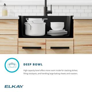 Elkay Quartz Classic White Quartz 25 in. Single Bowl Drop-In Kitchen Sink ELG2522WH0