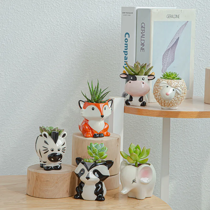 garden supplies ceramic pot for plants animal cat pig Angel bunny rat indoor flower pots office decoration gift planter/