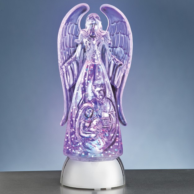 Collections Etc Color Changing Led Lighted Glittering Nativity Angel Figurine 4 X 3 5 X 9 75