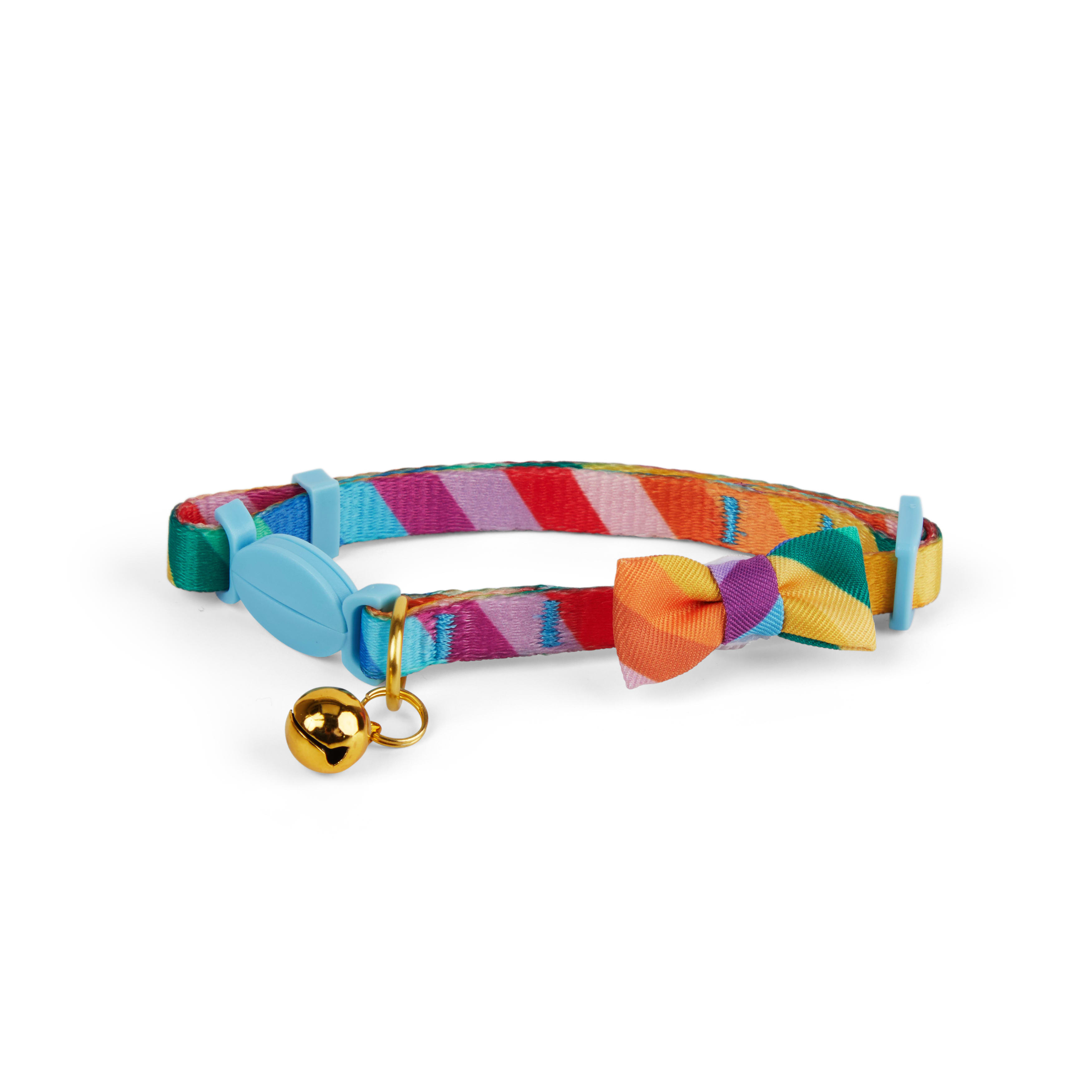 YOULY Rainbow Slant Cat Collar， Medium