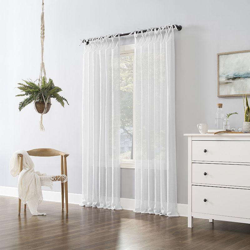 No. 918 Bethany Slub Textured Sheer Tie Top Window Curtain