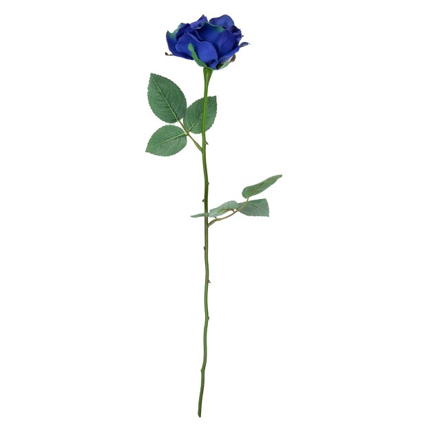 Blue Blooming Rose Artificial Silk Floral Pick