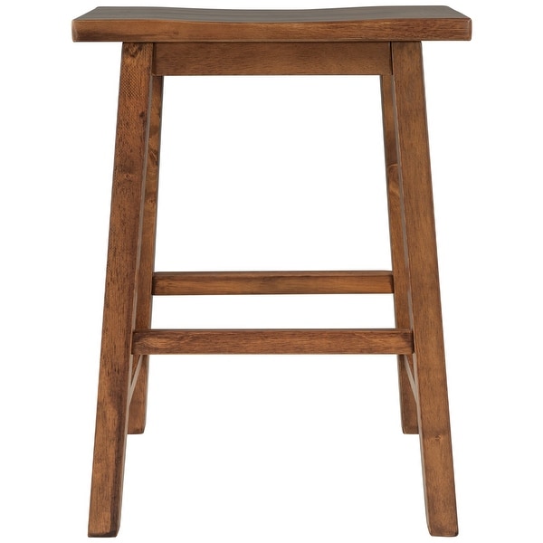 2 Piece Farmhouse Rustic Counter Height Wood Kitchen Dining Stools for Small Places， Walnut