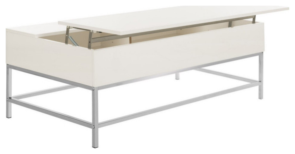 Lindy Contemporary Lift Top Coffee Table  White Lacquer/Chrome   Contemporary   Coffee Tables   by Rustic Home Furniture Deco  Houzz