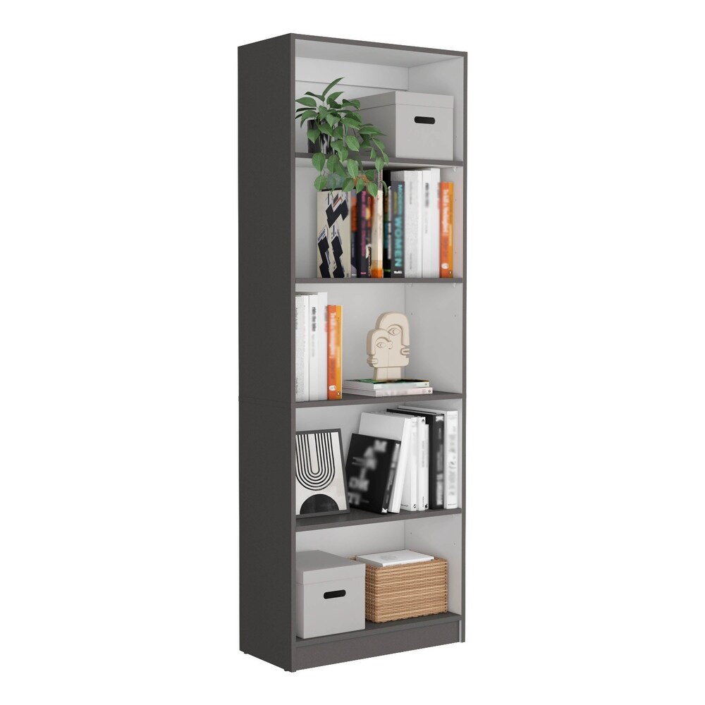 Kenyon Tall 5 Shelf Wide Bookcase Set of 2   N/A