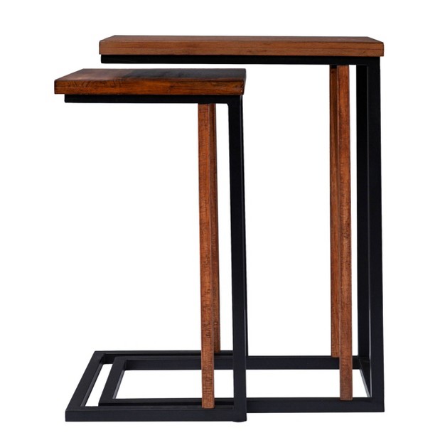 Set Of 2 Horsmere Nesting C Tables Black brown Aiden Lane