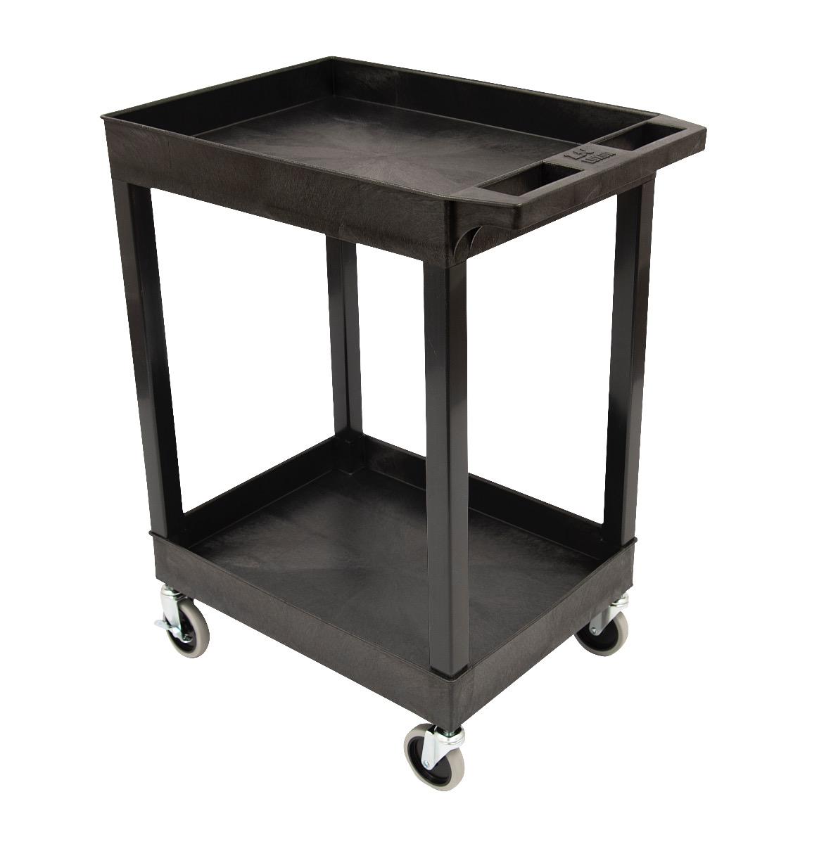 Luxor 24and#215;18， 2-Tub Shelf Utility Cart  Black