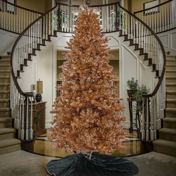 National Tree Company 10 ft. PreLit Christmas Rose Gold Metallic Tree