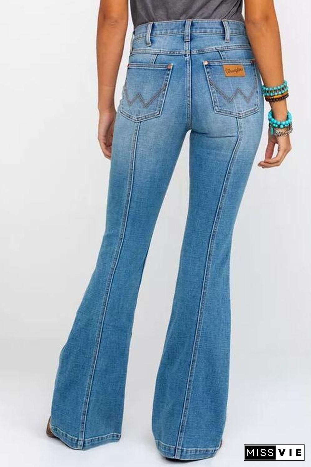 Middle Waist Denim Flare Jeans