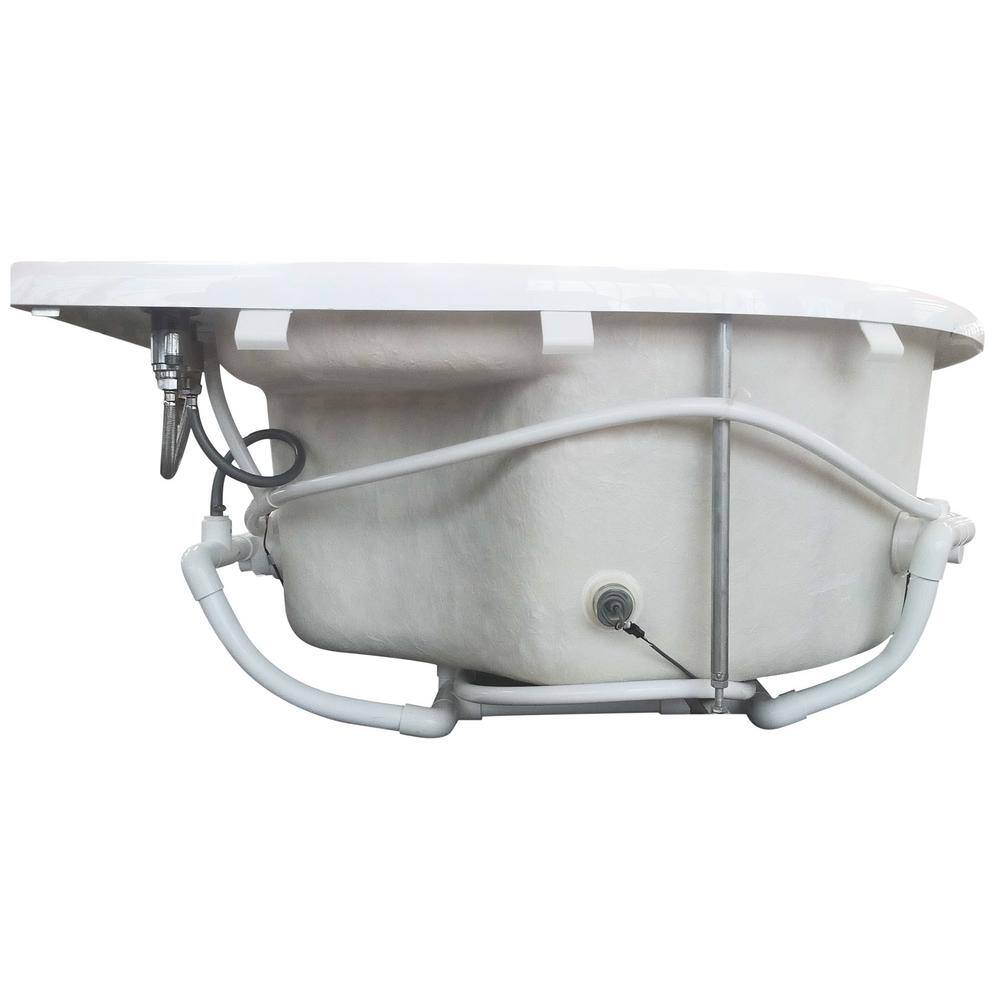 EAGO 71 in. Acrylic Left Drain Corner Apron Front Whirlpool Bathtub in White AM124ETL-R