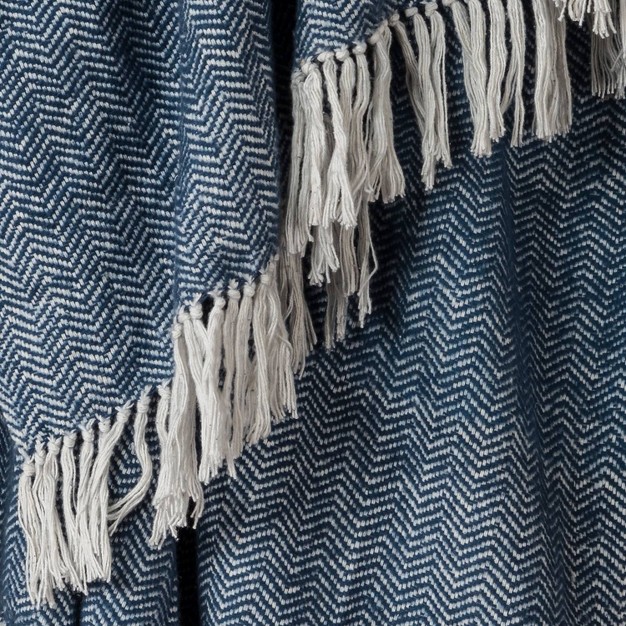 Chevron Throw Blanket Blue Rizzy Home