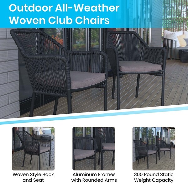 Woven Indoor/Outdoor Stacking Club Chairs