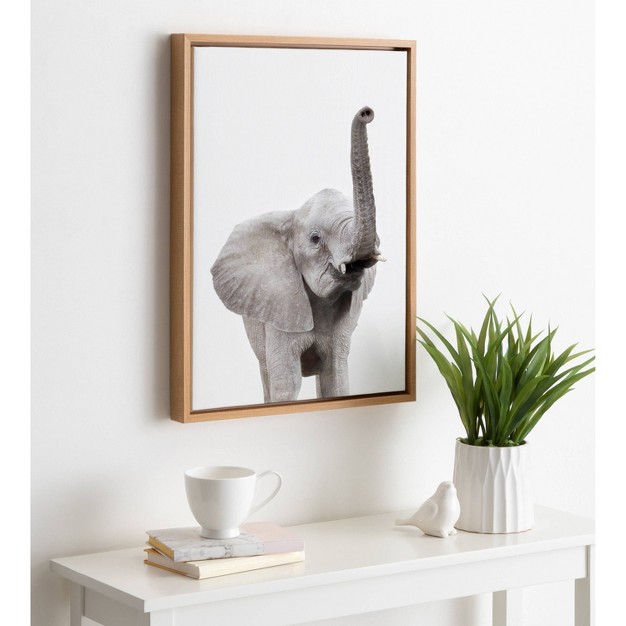 X 24 quot Sylvie Young Elephant Framed Canvas By Amy Peterson Natural Kate amp Laurel All Things Decor