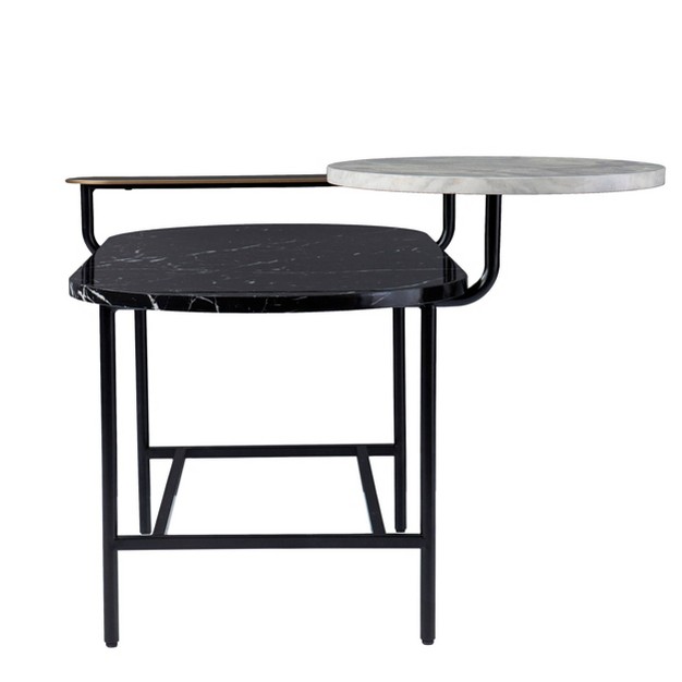 Klindells Faux Marble Cocktail Table Black gold Aiden Lane