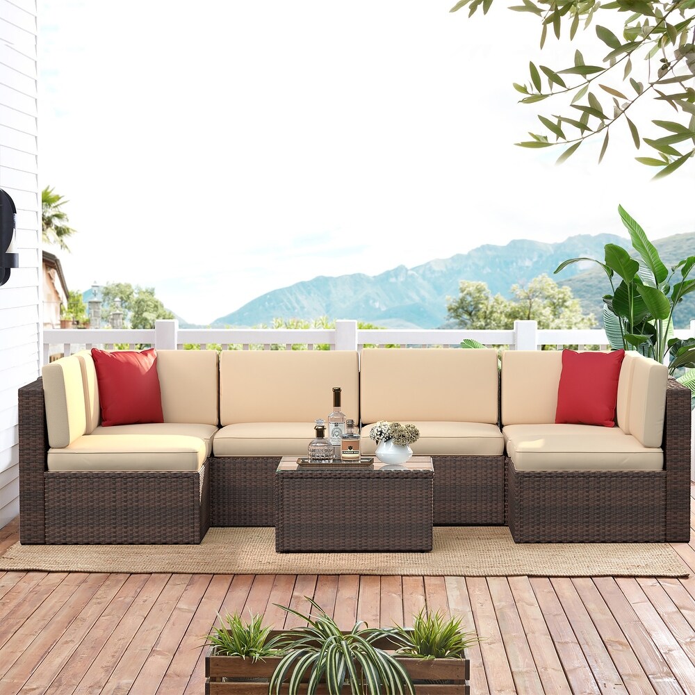 7PCS Outdoor Sectional Sofa Set，Patio conversation set