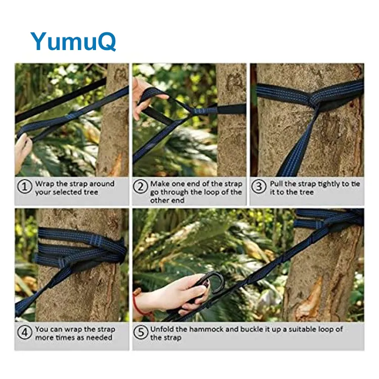 YumuQ 2023 Custom Cheap 1 Or 2 Person Portable Striped Hammock For Outdoor Travel Leisure Bed