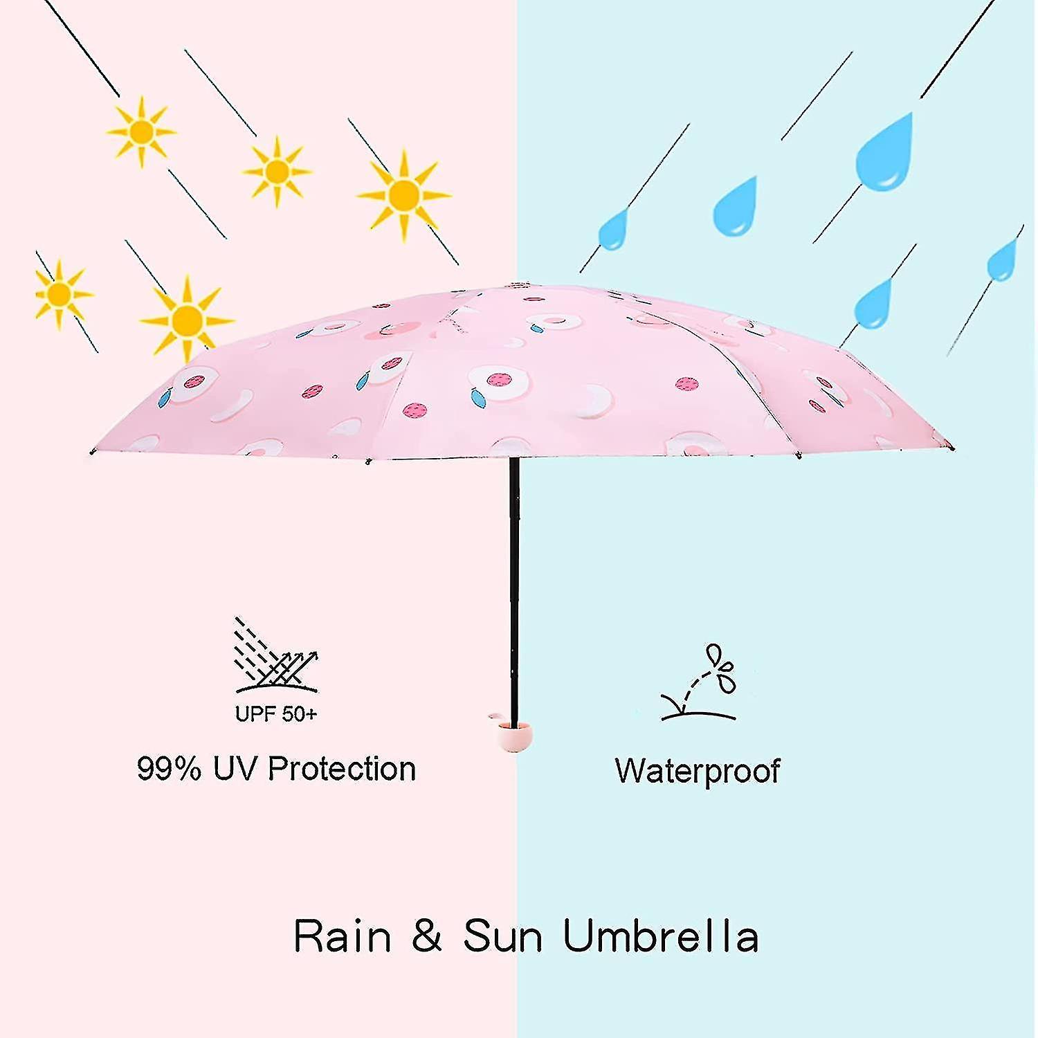 Liangnv Mini Windproof Folding Travel Umbrella， Sun and Rain Umbrellas， Compact Portable For Women Men