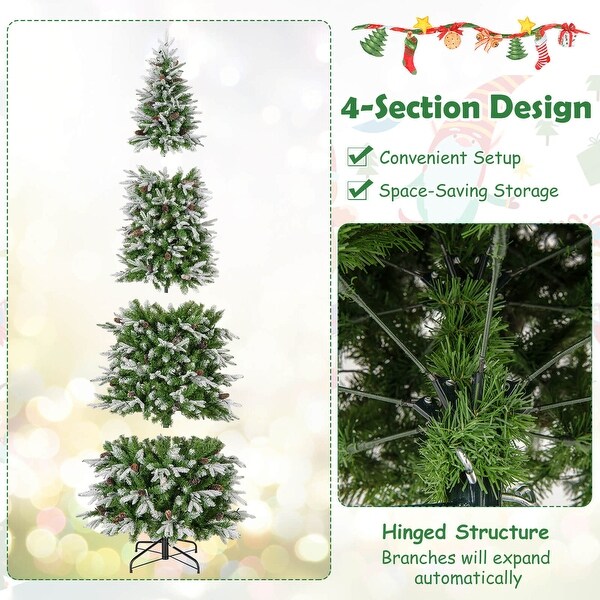 Costway 6/7.5/9 FT Flocked Christmas Tree with 671/913/1310 PE PVC