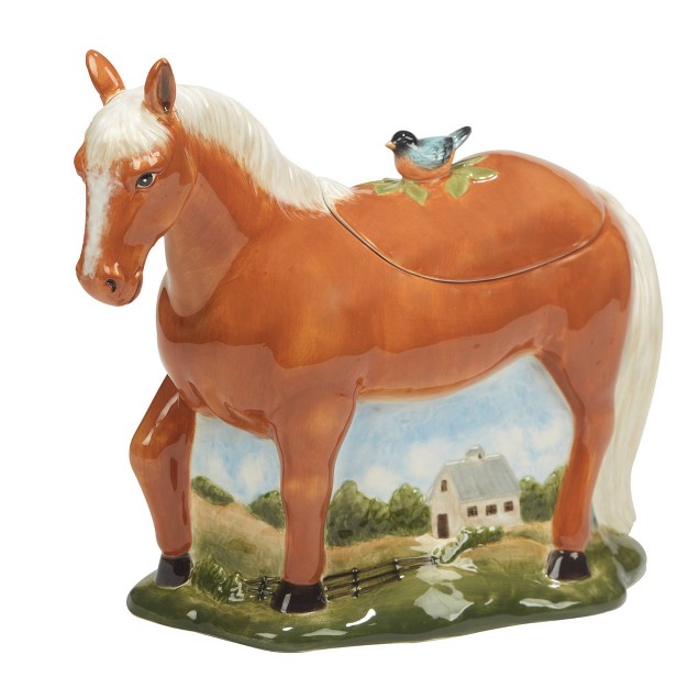 York Stables 3d Horse Cookie Storage Jar Certified International