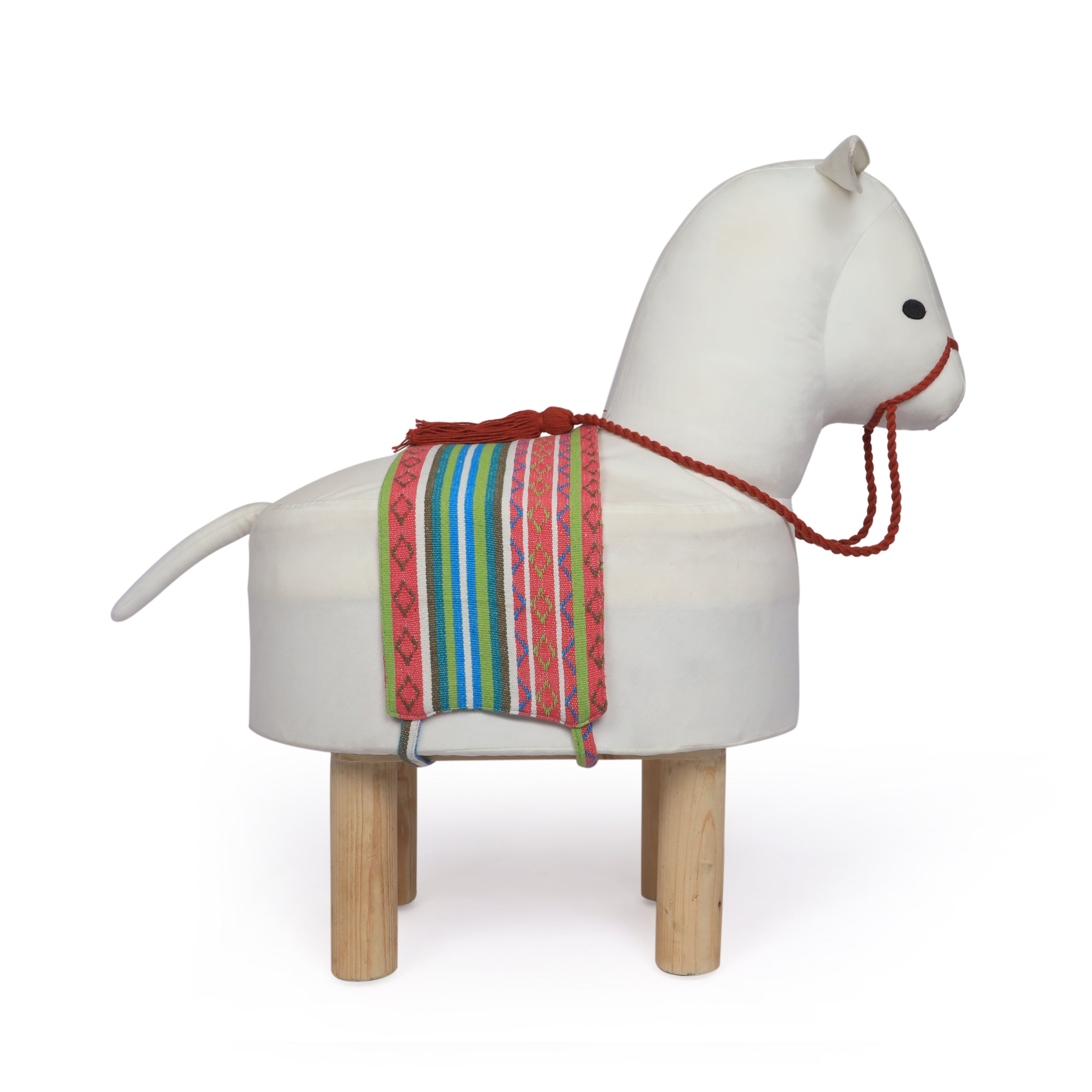 Ishir Handcrafted Contemporary Kids Alpaca Ottoman