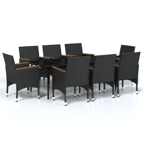 vidaXL 5 Piece Patio Dining Set with Cushions Black