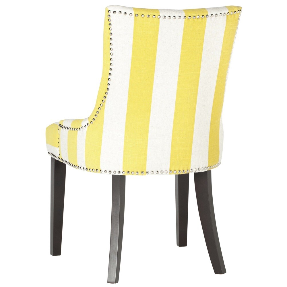 SAFAVIEH Dining Lester Yellow/ White Stripe Polyester Blend Dining Chairs (Set of 2)   22\