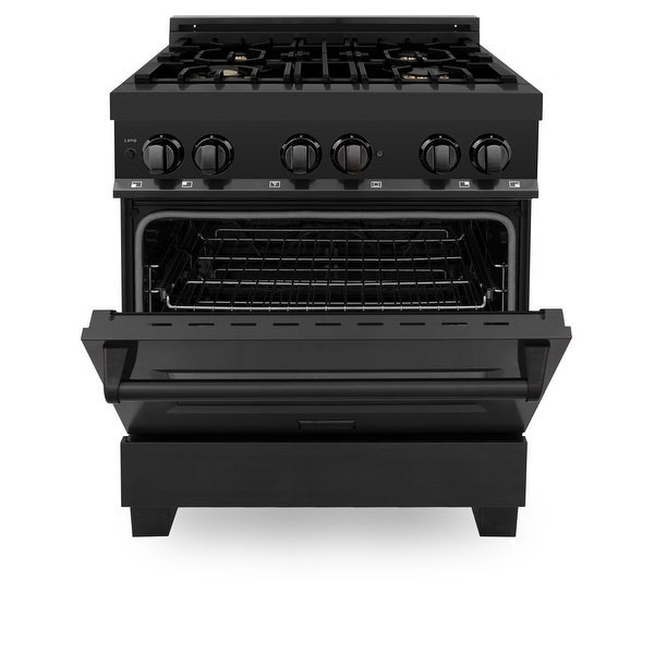 ZLINE Dual Fuel Range in Black Stainless Steel with Brass Burners