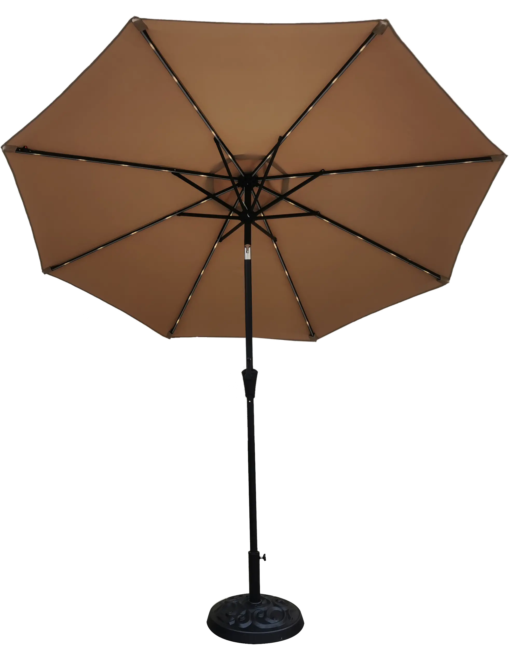 Taupe Solar LED Lined 9ft Patio Umbrella