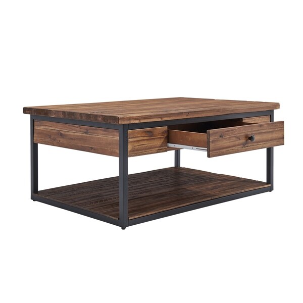 Carbon Loft Ciaravino 48-inch Rustic Wood Coffee Table with Drawer and Low Shelf