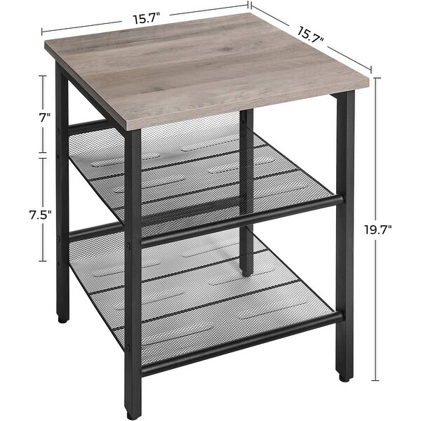 Side Tables End Tables with Adjustable Mesh Shelves Set of 2