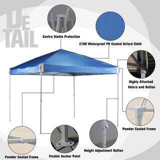 Aoodor 12 ft. x 12 ft. Pop Up Canopy Tent with Removable Sidewallwith Roller Bag-Blue 800-153-BL-C